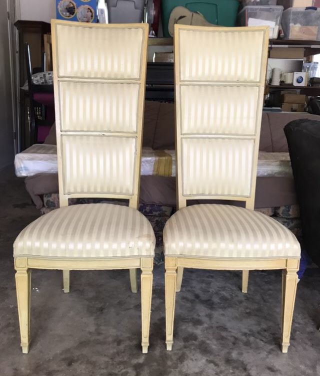 Pair of antique 1960s French provincial dining end chairs