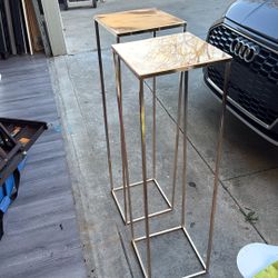 Gold Metal Pedestal Stands – Set of 2 – $50