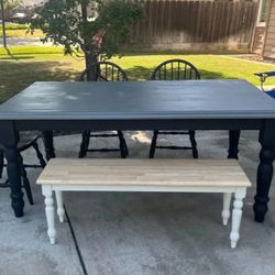 Large Kitchen Table. Bench, Chairs