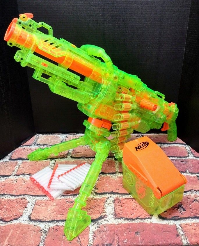 Nerf Vulcan EBF-25 Sonic Green! Complete! V25-1G. 30 New Glow Darts! Very Rare!