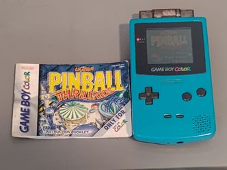 Teal Nintendo Game Boy Color Bundle With Ultra Pinball Thrillride And Manual Tested