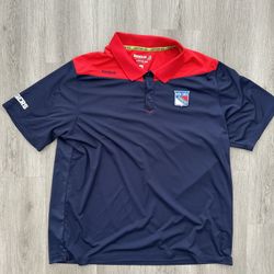 New York Rangers Shirt Men’s 2XL Blue Red Reebok Center Ice Collection Polo NHL