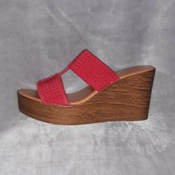 Valentine's Red Sparkle COMFORT Wedges Heels Shoes Women's Size 8.5