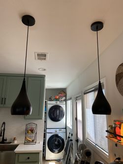 Pair of Black Pendant Lights