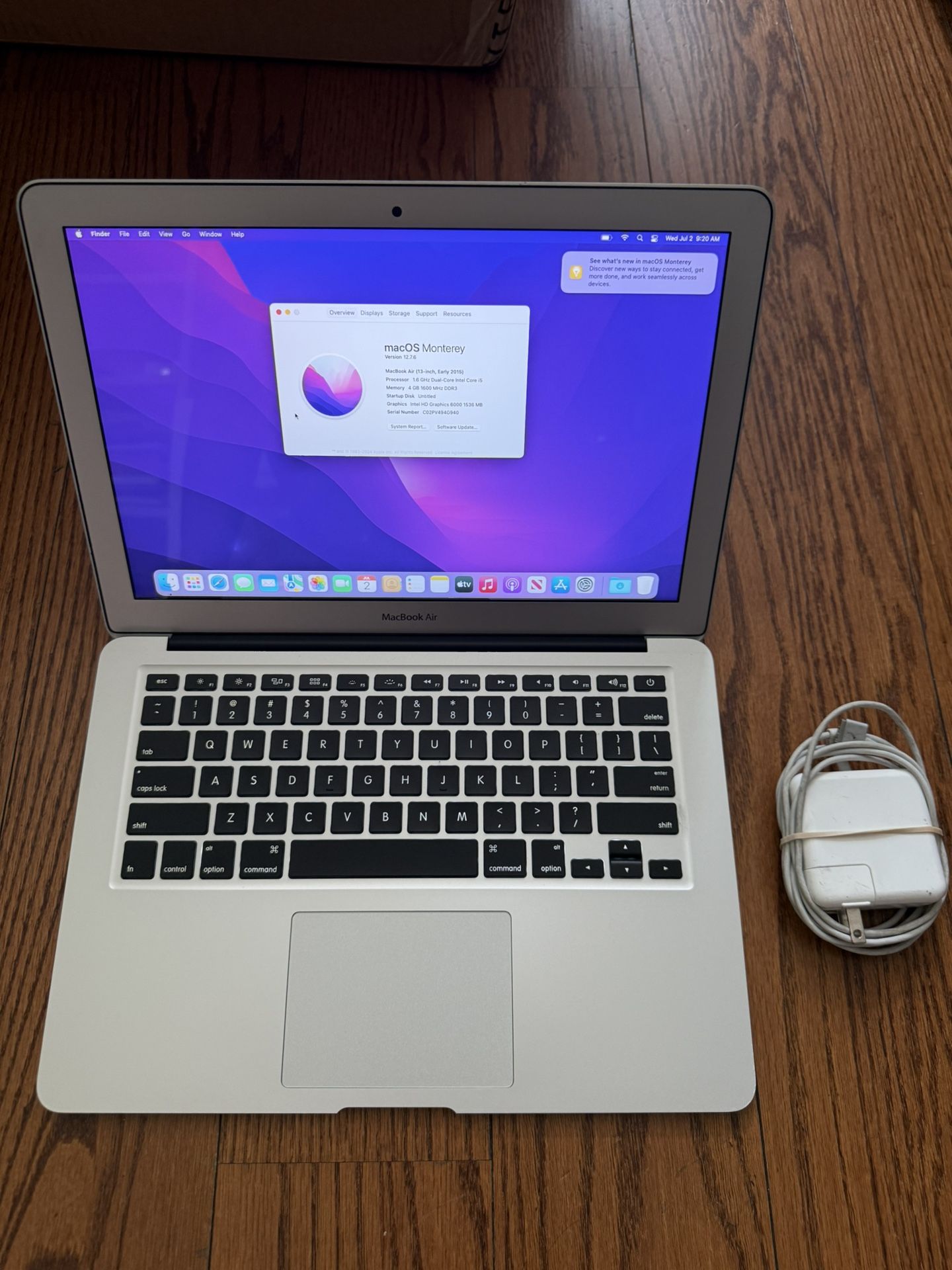 MacBook Air 13" 2017/4G RAM/128G SSD/Grade B /Fully Functional