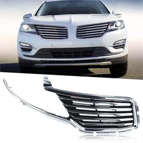 KAMDKI Right Passenger Side Bumper Grille Compatible with 2015-2018 Lincoln MKC Bumper Grille Chrome Shell Front Upper Grill Accessories Assembly EJ7Z