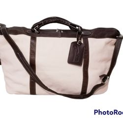 VINTAGE COLOMBIAN DUFFLE BAG CARRYON LUGGAGE  PINK/BROWN LEATHER MINT



