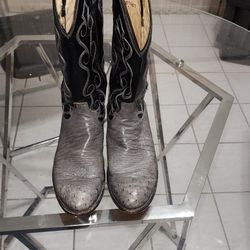 Gray Dan Post Ostrich Cowboy Boots Size 8 D