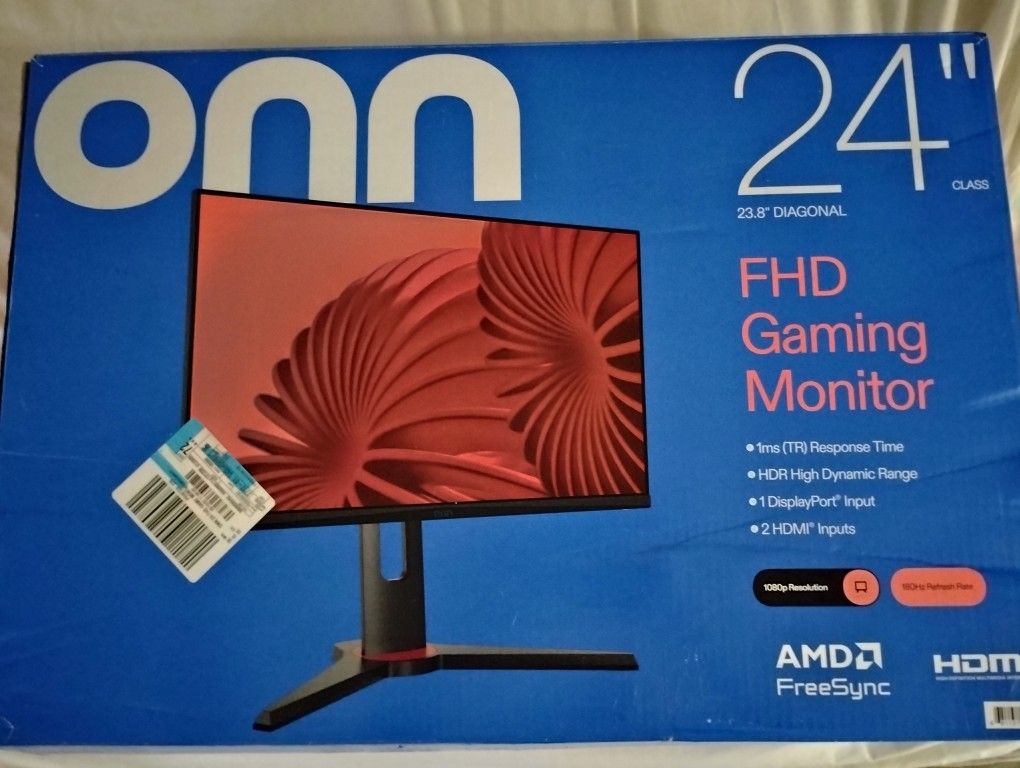 onn 24" FHD (1920 x 1080p) 180hz 1ms FreeSync Gaming Monitor with HDMI and DP Cables, Black