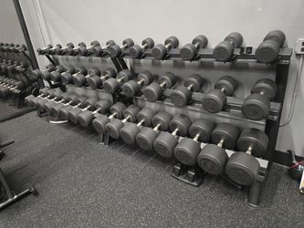 Urethane Dumbbells Hampton 5lbs - 100lbs With Tier 3 Hampton Storage Racks Gym Equipment Weights