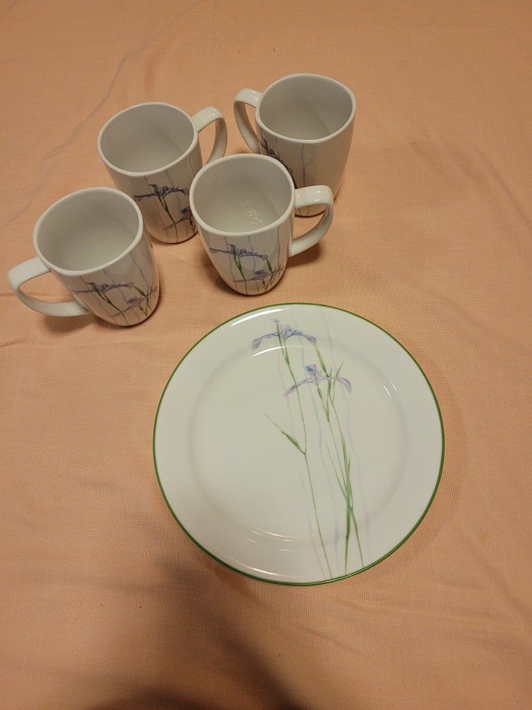 Corelle Coffee Mugs And Plate