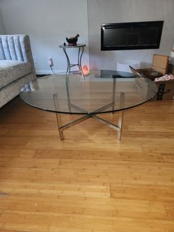Glass round coffee table