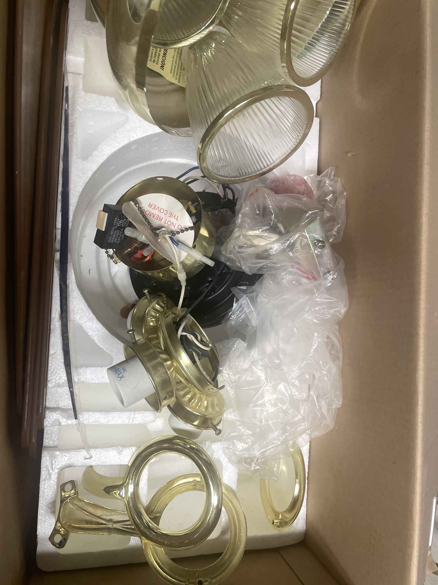 Ceiling fan used 36" five blade, three light