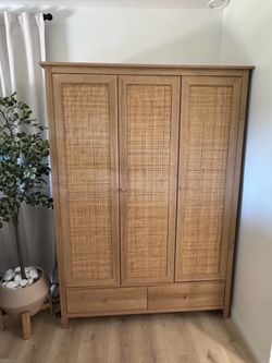 Rattan Wardrobe Armoire Cabinet