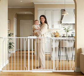 Extra Wide Long Baby Gates 62-67 Inch Stairs Doorways Pet Dog gate Indoor Outdoor