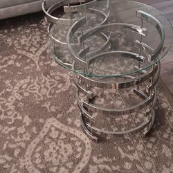 Glass Round  With Metal  Base Coffee  Tables 