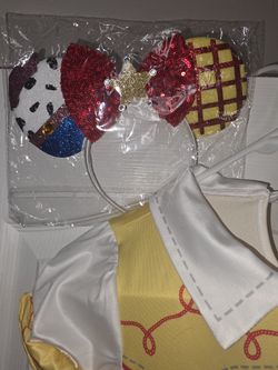 Brand New Jesse, Toy Story, girl dress costume with mickey mouse ears headpiece