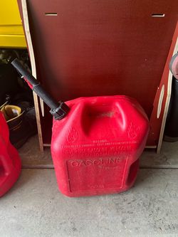 Red Plastic Gasoline Can with Spout