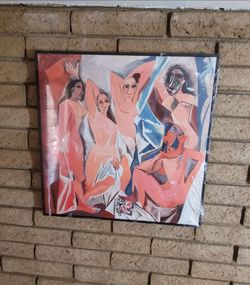 Framed Picasso-Inspired Abstract Canvas Wall Art 30x30