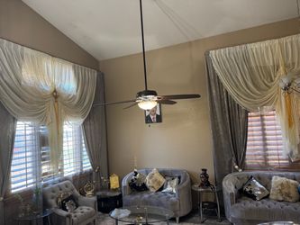 Sofas in good condition, with 2 coffee tables and 3 small side tables