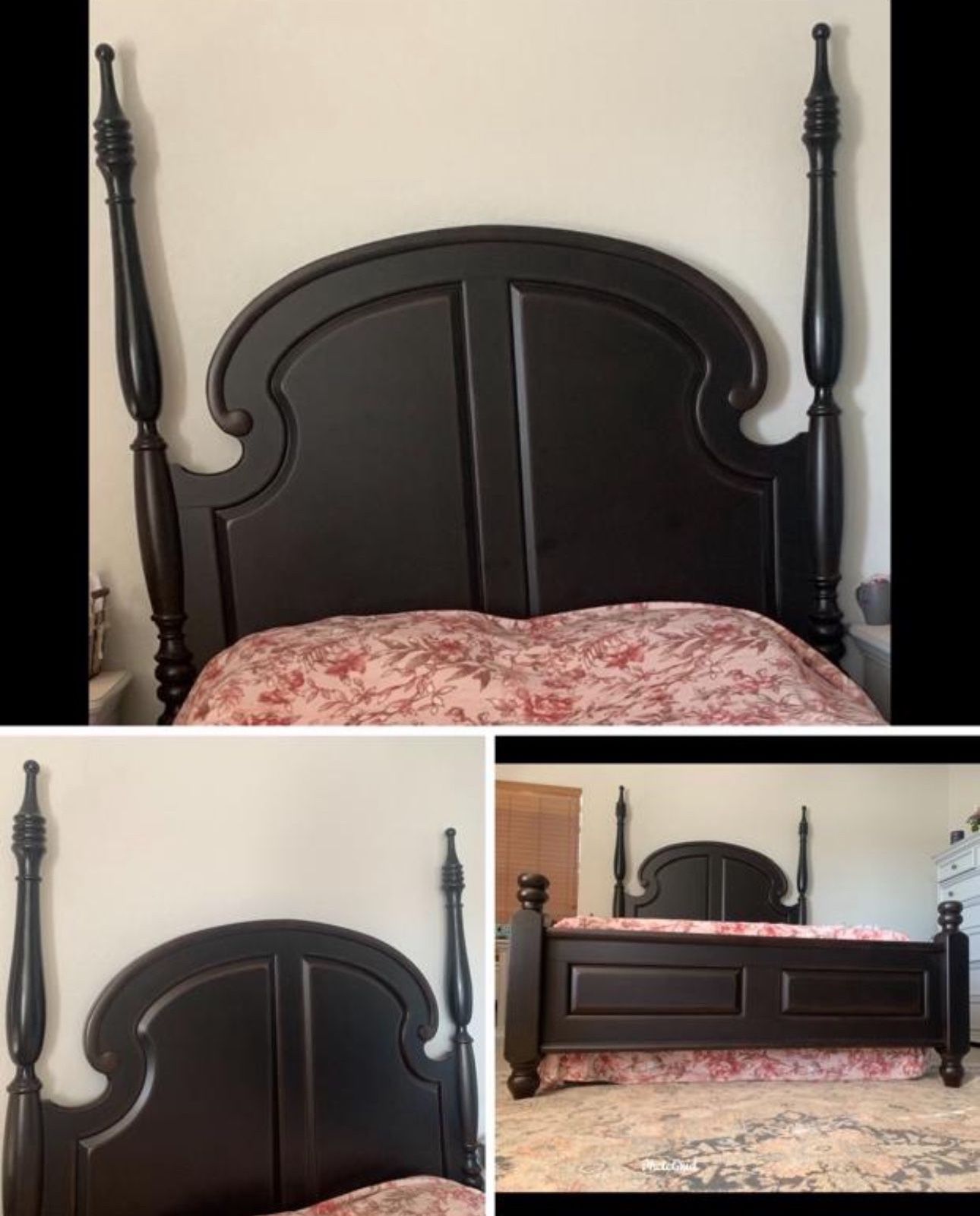 Dark brown queen bed frame 