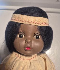 Vintage 1940s or 1950s hard plastic indian doll