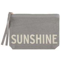 9"W x 6"H Grey Canvas Pouch - SUNSHINE, New