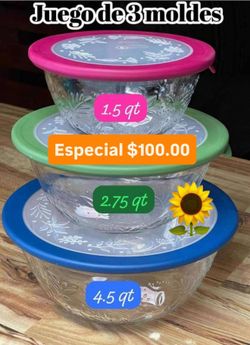 Set De 3 Conteiner Línea Widtflower Gurda Comidas Fruta Ensaladas Postres Especial $100.00  Princess House Ventas Finales