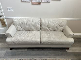 Cream Leather Sofa