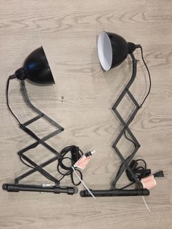 2 Black Wall Lamps  accordian style pivot
