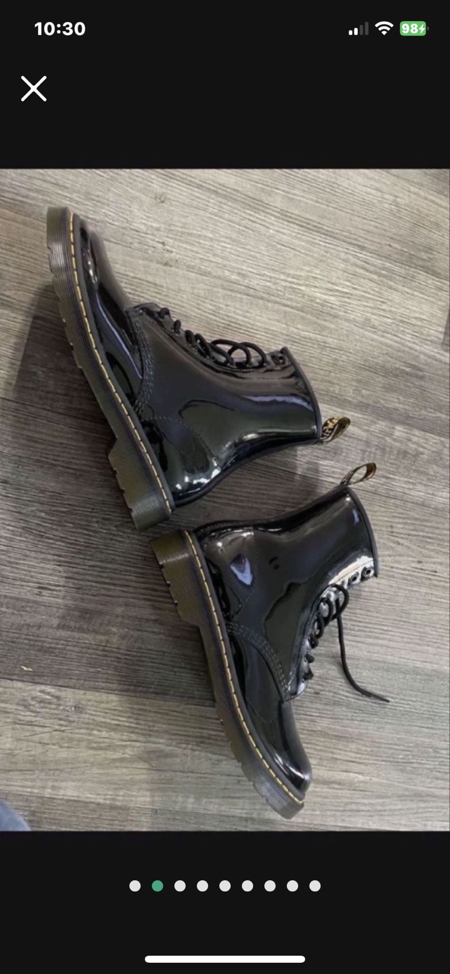 Retail $170 Brand new Dr. Martens 1460 black shiny patent leather  boot womens size 9