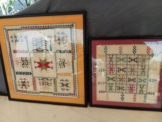 2 pcs Vintage Hand Stitched Handerchief