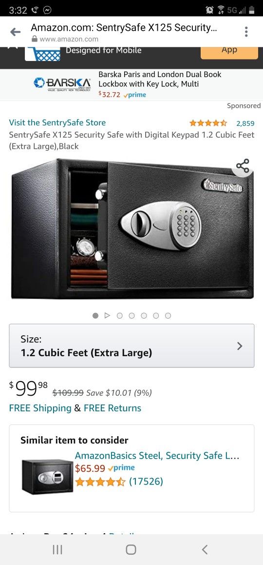 SentrySafe X125 Security Safe with Digital Keypad 1.2 Cubic Feet (Extra Large),Black