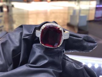 10k gold ruby diamond ring size 7 available in stock..