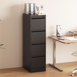 4 Drawer File Cabinet with Lock, Vertical Filing Cabinets for Home Office, Metal