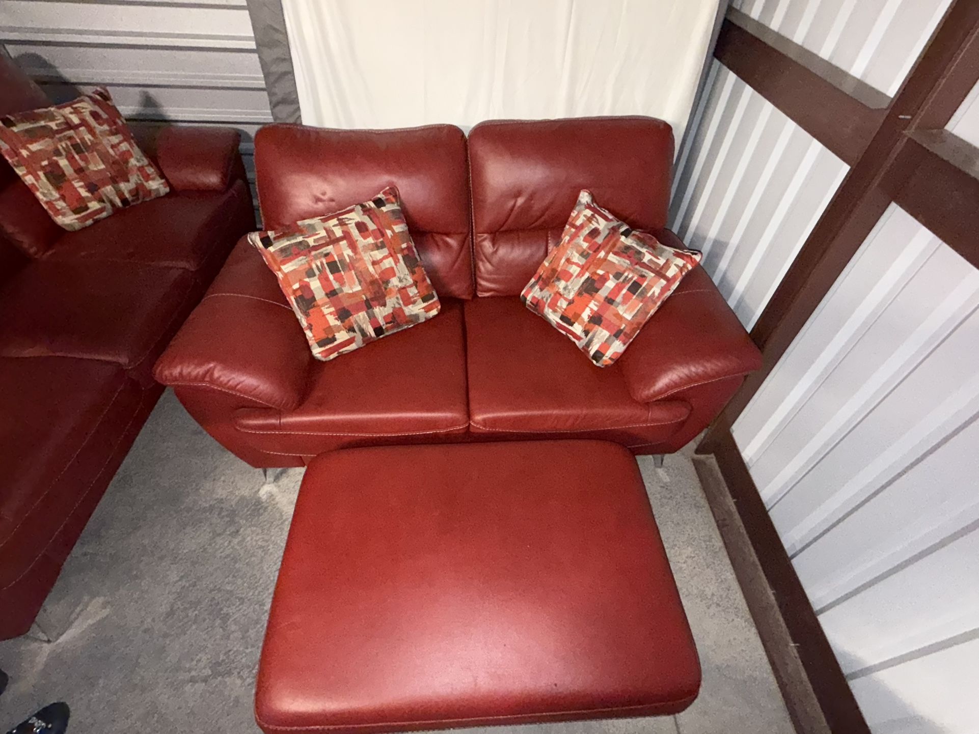 Red Couch & Love Seat w/ ottoman