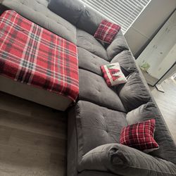 All Grey sectional & Love Seat
