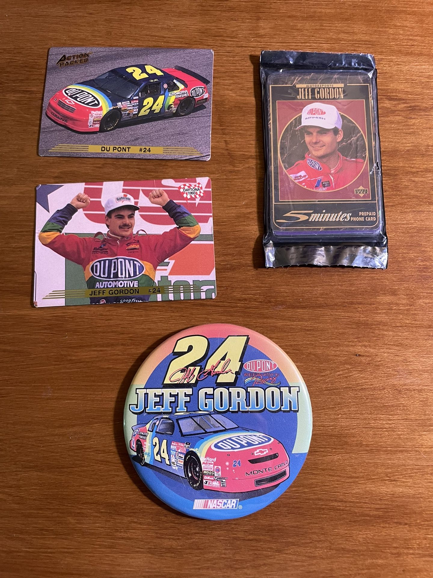 Jeff Gordon Trading Cards, Prepaid Phone Cards & Botton Pin