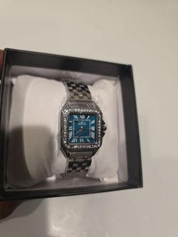 Invicta Square Watch Blue Dial Crystal Bezel