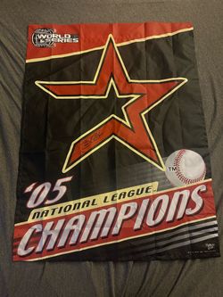 Houston Astros 2005 World Series National League Champions WinCraft Banner Flag Autographed Brandon Backe Jersey