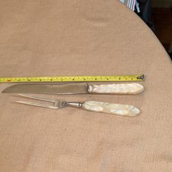 WESTALL Stainless Steel Lucite Pearl Handle Cirtinh Knife&Fork Perfect for 🦃🎄