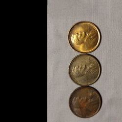 3 Uncirculated 1909 Wheat Pennies 