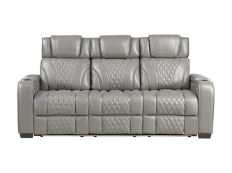 Whiselle Gray Power Double Reclining Sofa