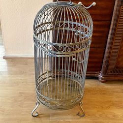 Huge Vintage Iron Bird Cage ( Gold ) 