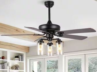 Lucas 52 in. 3-Light Rustic Industrial Mobile-App/Remote LED Indoor Ceiling Fan NEW