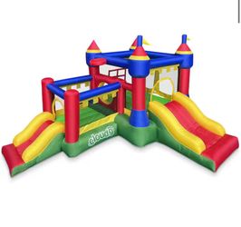 Cloud 9 Inflatable Castle Bounce House with Blower, 2-Slides and Jumping Areas