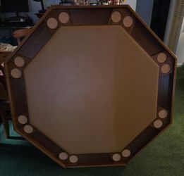 • Premium Kestell Poker Table (Fruitwood/Tan Vinyl) - Includes Case with Cards  & Chips