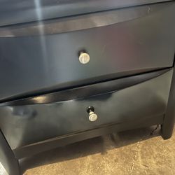 Black Two Drawer Nightstand