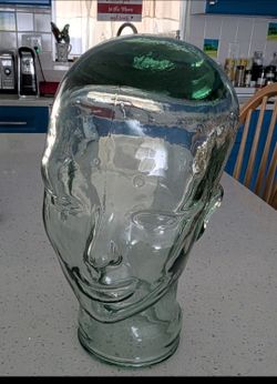 Clear Glass Head Skull Mannequin Wig Hat Display Stand Decor 11” MCM