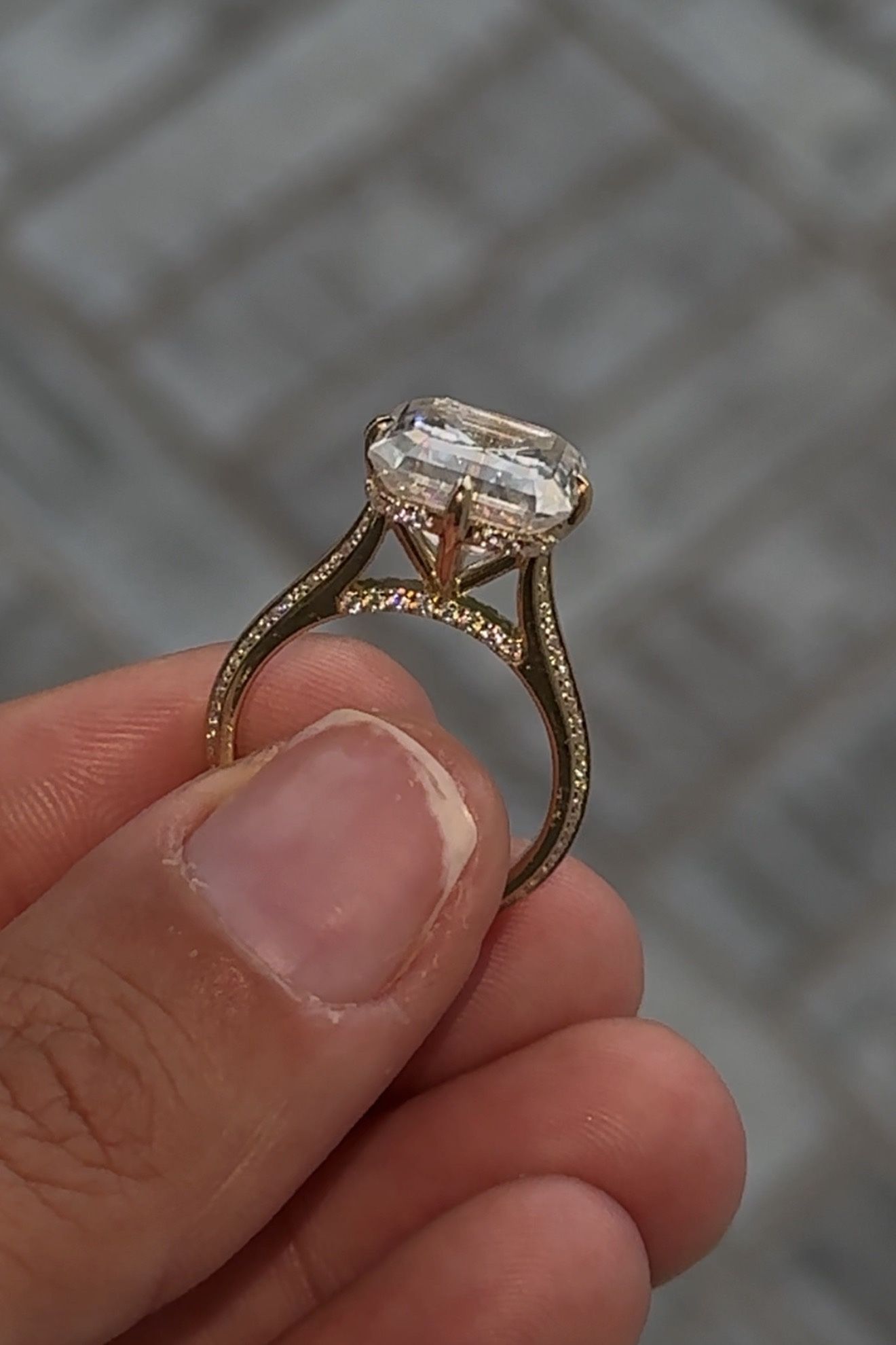 14K Gold Moissanite Engagement Ring Eternity Band Size 7.25